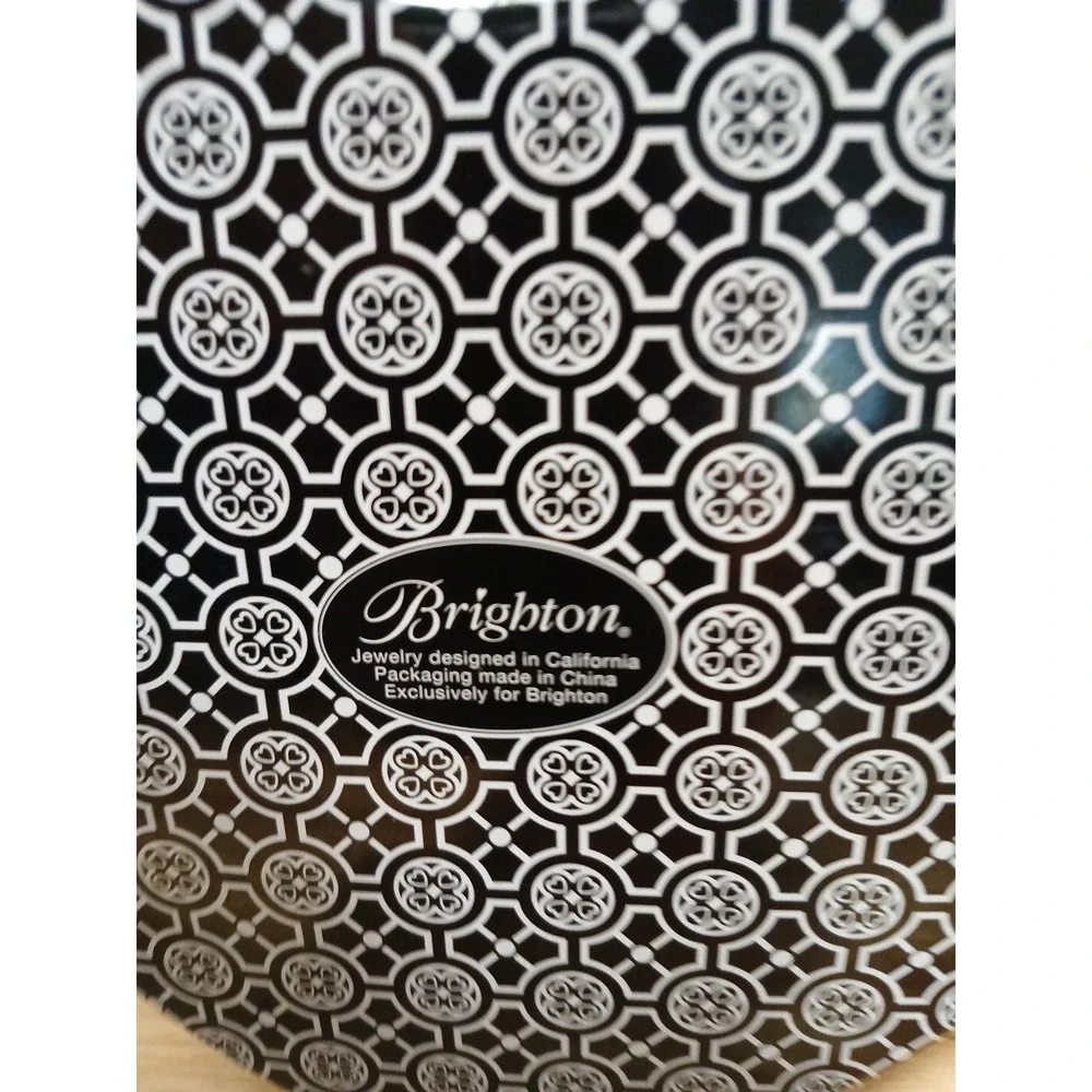 Brighton Black White Heart Shaped Tin Container Jewelry Box Trinket Box - Picture 4 of 6